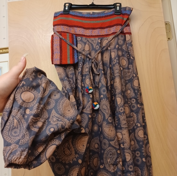 Mauve Paisley boho pocket Harem festival pants S XL - Picture 2 of 8